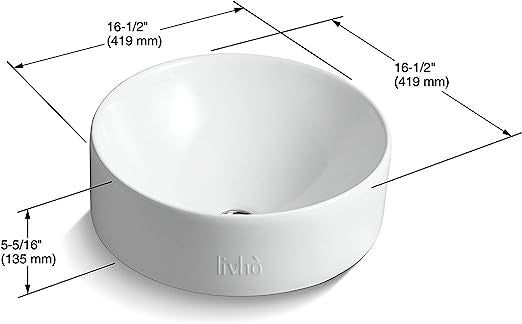 Livhò 14800-0 Vox Round Bathroom Sink, White - Livho